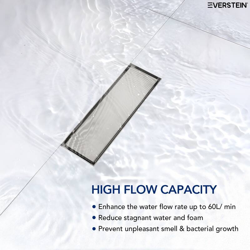 12-inch Linear Shower Drain With Solid Cover in Stainless Steel
