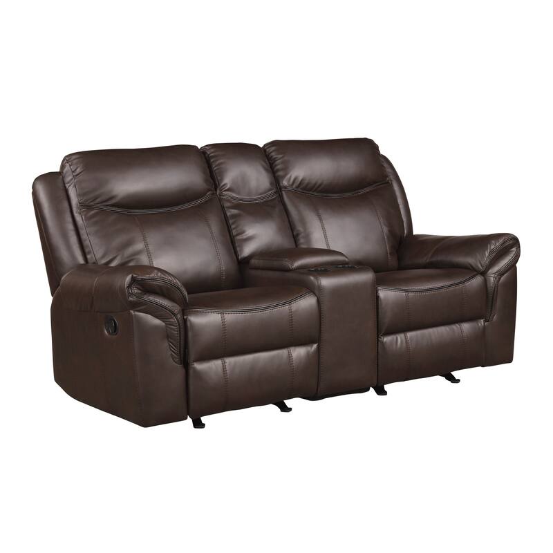 Brisa Manual Double Glider Reclining Loveseat - Dark Brown(Faux Leather)