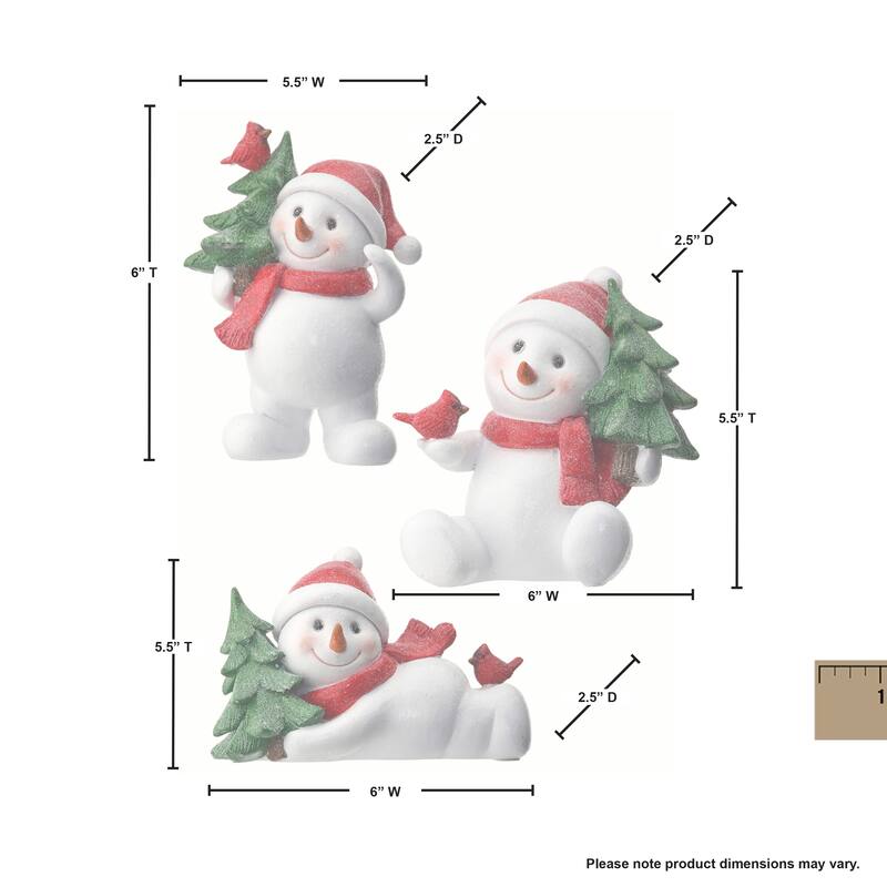 6" Resin Playful Snowman Set of 3