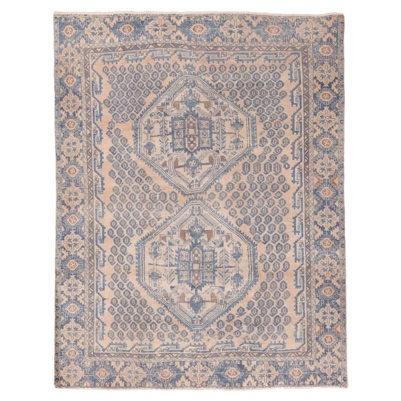 ECARPETGALLERY Hand-knotted Antalya Vintage Beige Wool Rug - 5'2 x 6'7
