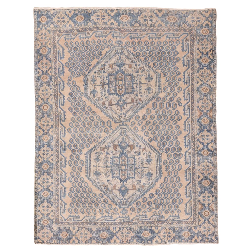 ECARPETGALLERY Hand-knotted Antalya Vintage Beige Wool Rug - 5'2 x 6'7