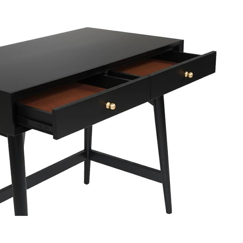 Alpine Furniture Flynn 2 Drawer Mini Desk in Black