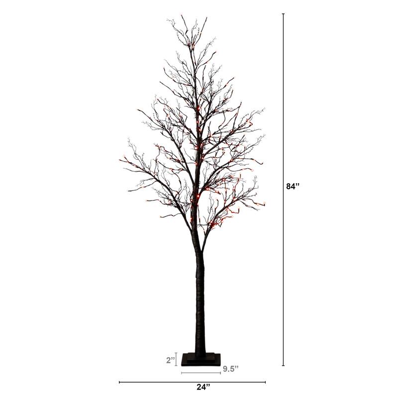 Pre-Lit Deluxe Twig Halloween Artificial Tree - 7' - Multicolor LED Lights