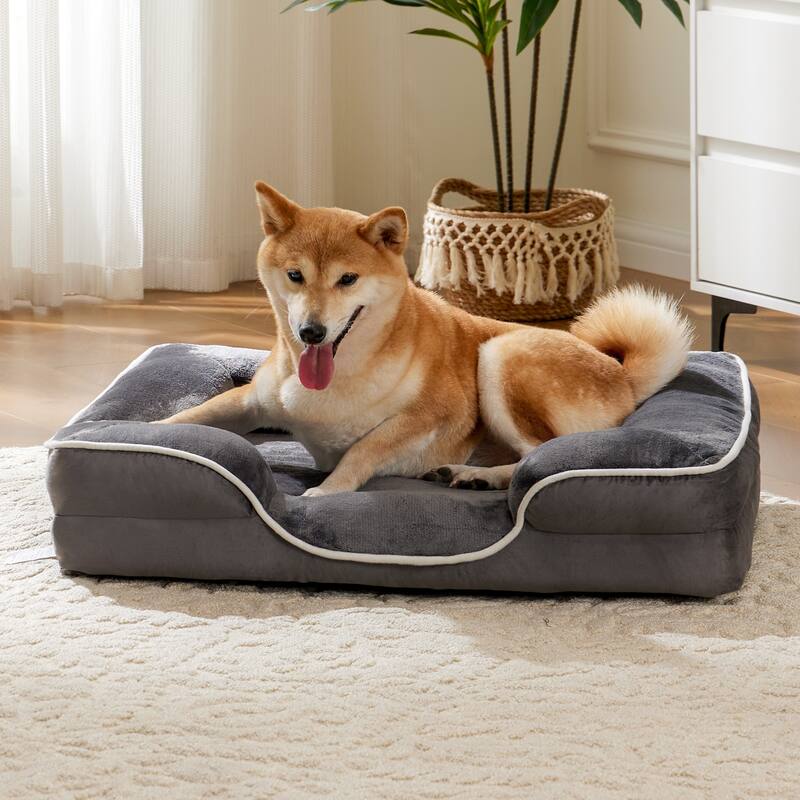 Dog Bed with Memory Foam, Waterproof Pet Sofa Bed with Removable Washable Cover