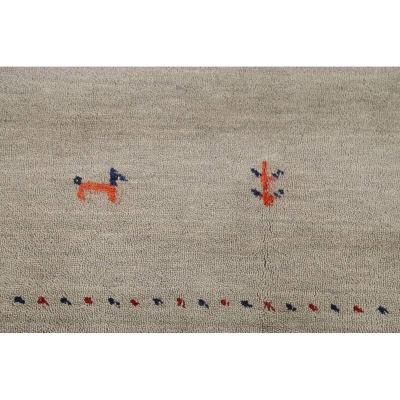 Tribal Gabbeh Indian Accent Rug Handmade Bedroom Beige Wool Carpet - 3'11"x 5'10"