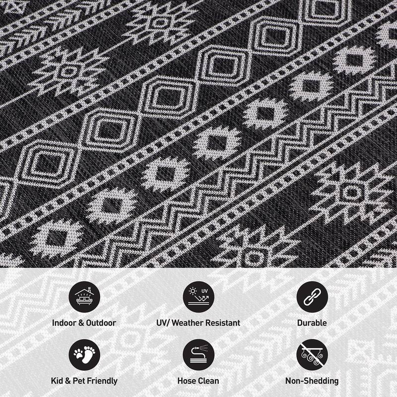 World Rug Gallery Geometric Boho Textured Flat Weave Indoor/Outdoor Area Rug