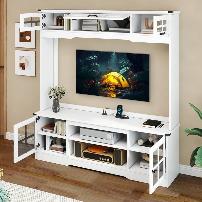 Moasis Vintage TV Stand with Power Outlet for 65" TVs