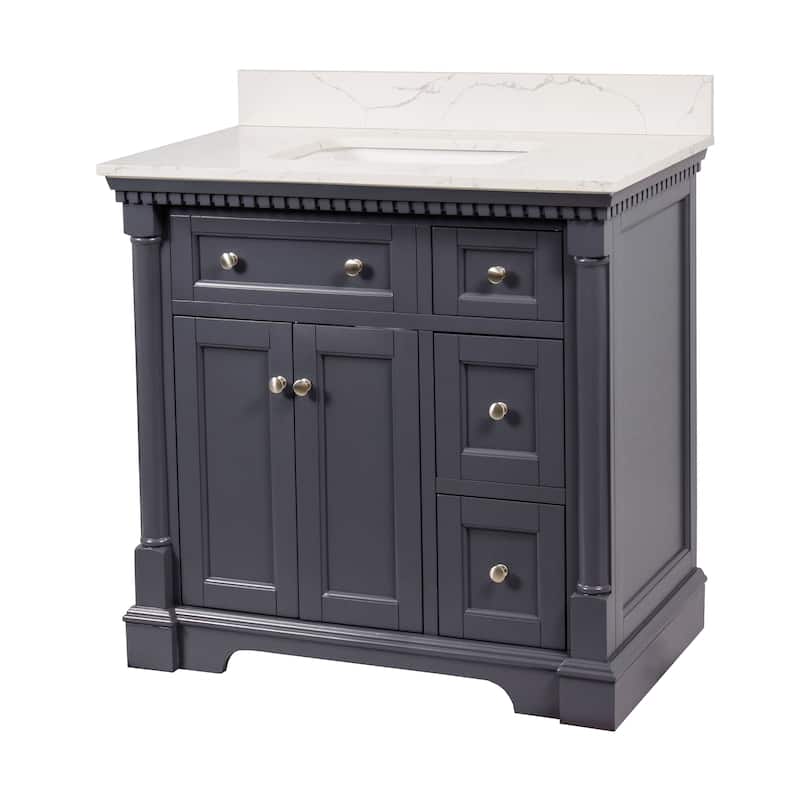 KitchenBathCollection Sydney 36" Bathroom Vanity with Engineered Marble Top