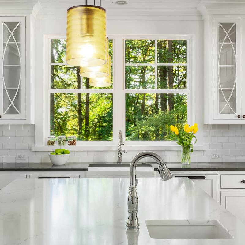 Sydney River of Goods Gold Metal and Amber Hand Blown Glass 5-Inch Pendant Light with Adjustable Hanging Cord - 5" x 5" x 62"