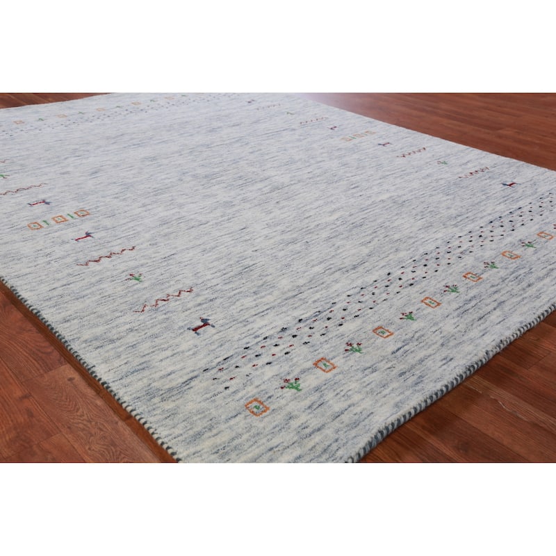 Hand Knotted Oriental 100% Wool Carpet Tribal Animal Pictorial Beige & Ivories Gabbeh Area Rug - 6' 9'' X 5' 2''