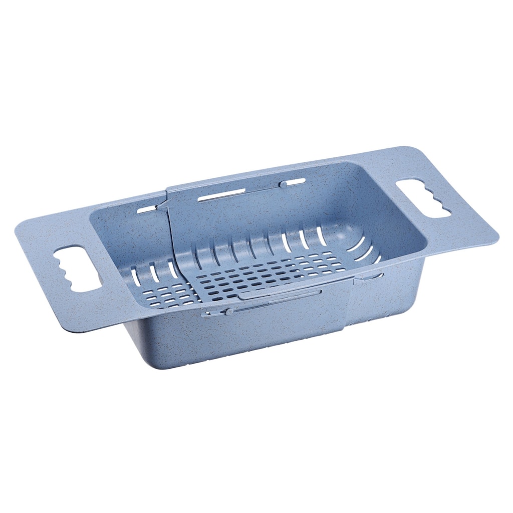 Extendable Over the Sink Strainer Fruit Vegetable Colander for Kitchen - Blue - 38cm x 19cm x 8cm