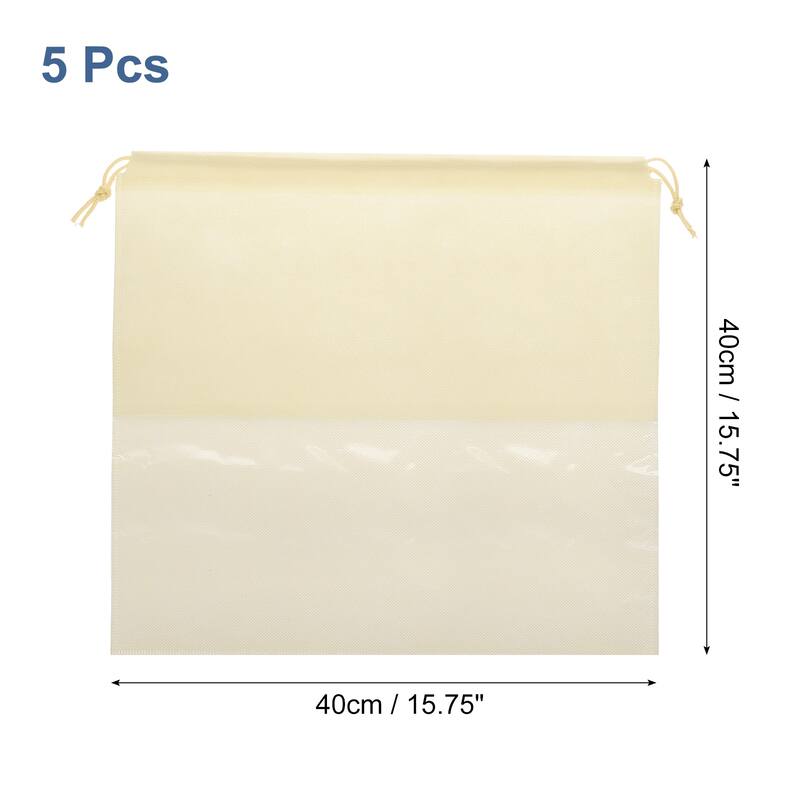 5 Pcs Dust Cover Shoe Bags, Drawstring Travel Pouch Bag - Beige - 15.75 Inch