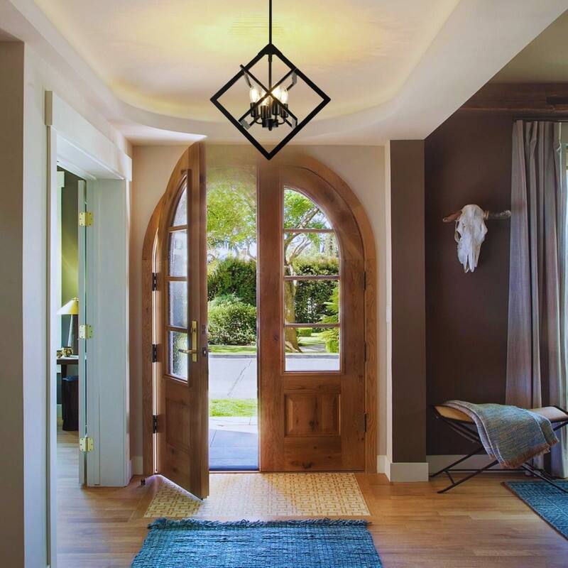 4 Light bulbs light matte black hanging light metal pendant light