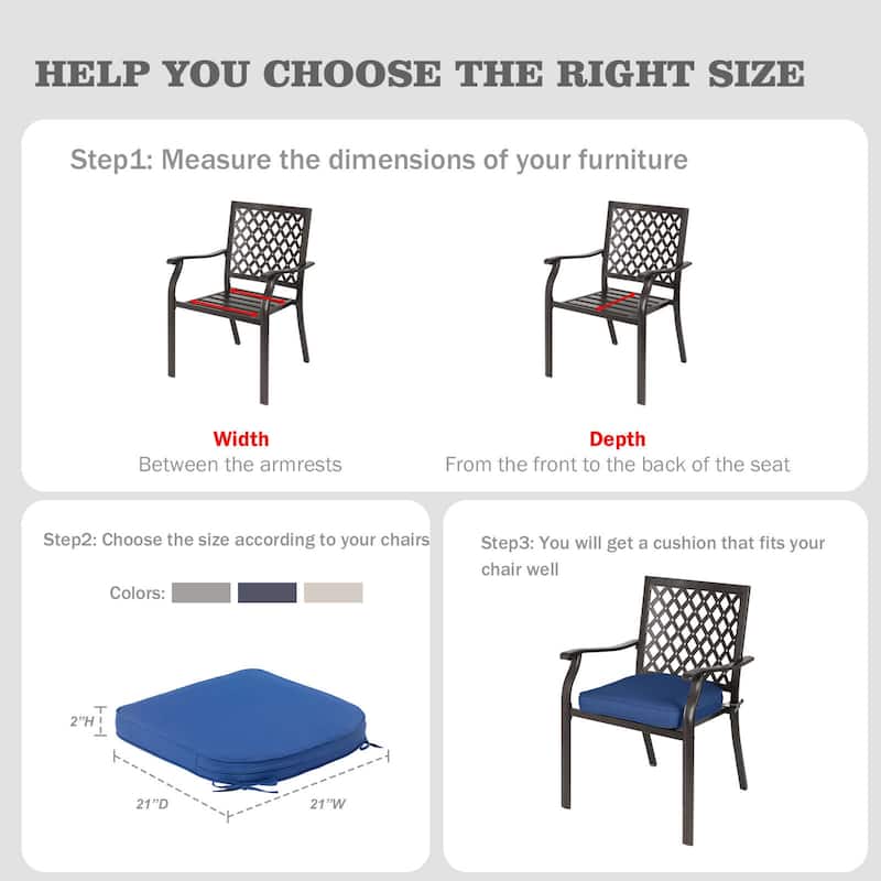 Aoodor Outdoor Chair Cushion, Soft, Fade-resistant Polyester Set of 2 - 21''x21''