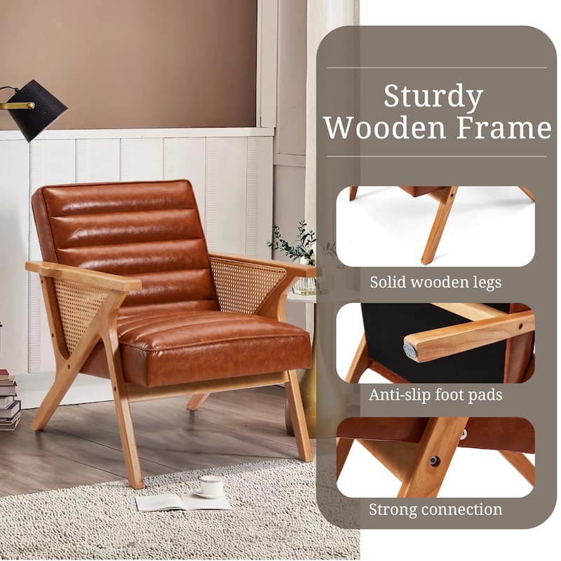 EROMMY Accent Chair, Mid Century Modern Sitting Chair with Solid Wood Frame, Armchair for Living Room Lounge Balcony