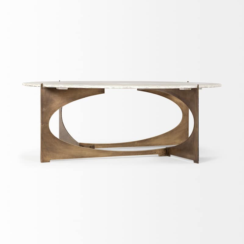 Reinhold Round Marble Top w/ Metal Base Coffee Table