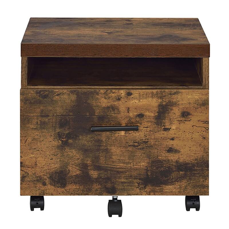 Weathered Oak and Black 1-Drawer File Cabinet