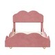 preview thumbnail 3 of 7, Dark Pink Velvet Upholstered Platform Bed with Cloud Shape