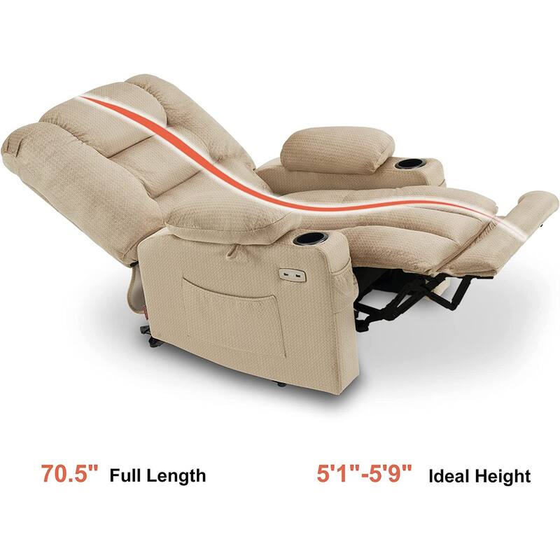 MCombo Electric Power Recliner Chair with Heat and Massage, Fabric 6079/PR670