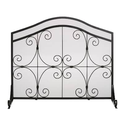 Small Crest Flat Guard Fireplace Screen