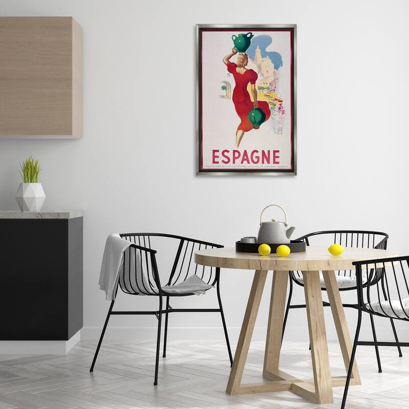 Stupell Vintage Spain Travel Advertisement Framed Floater Canvas Wall Art Design By Marcus Jules