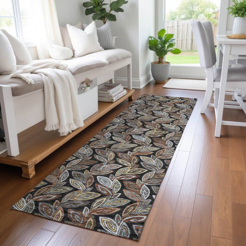 Machine Washable Indoor/ Outdoor Modern Rose Hill Chantille Rug