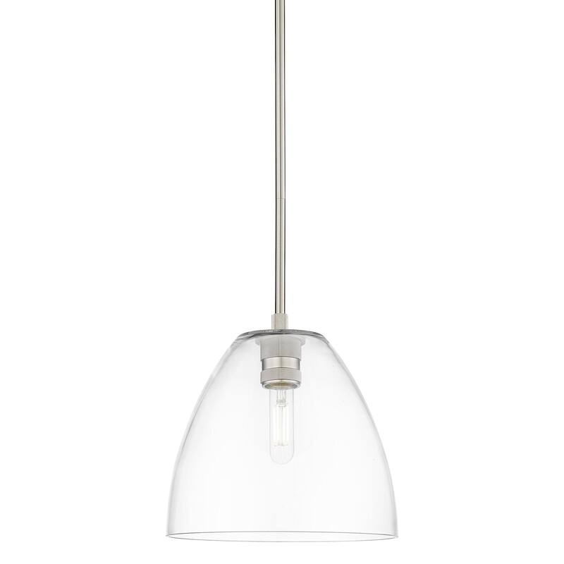 Innovations Lighting 434-1S-11-9 Crown Point Pendant Crown Point 9" - Satin Nickel / Clear