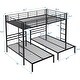 preview thumbnail 3 of 22, Full over Twin & Twin Size Bunk Bed with Built-in Shelf in Black