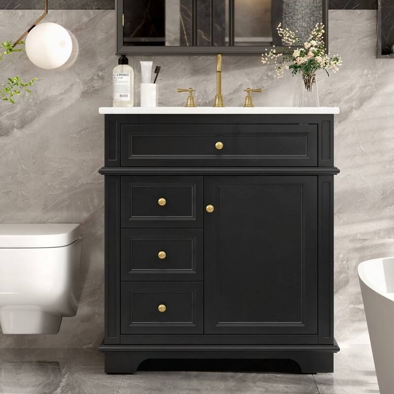 30" Bathroom Vanity with Sink and One Tip-out Drawer