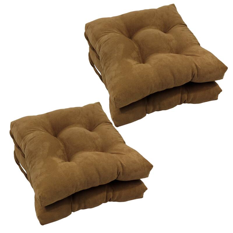16-inch Square Indoor Microsuede Chair Cushions (Set of 2, 4, or 6) - Set of 4 - Saddle Brown