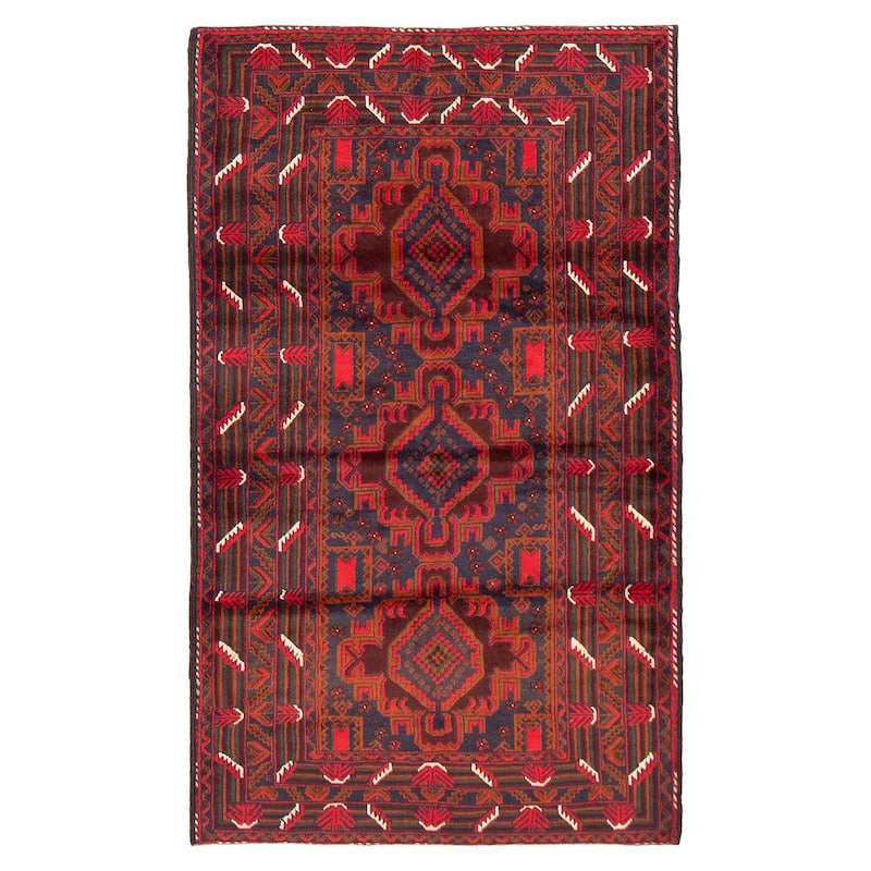 Teimani Red Rug 3'8" x 6'3" - 3'8 x 6'3 - Red - 3'8 x 6'3