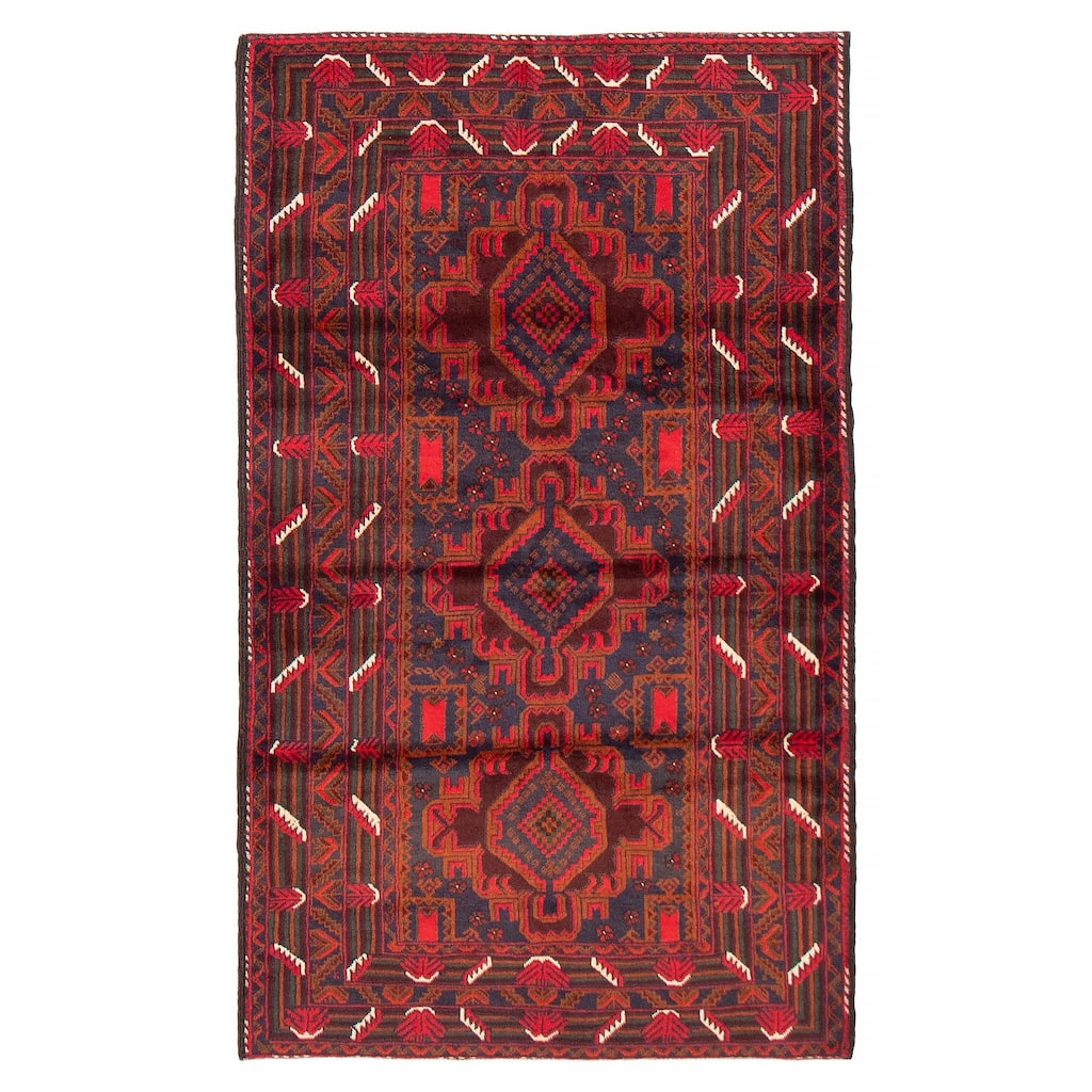 Teimani Red Rug 3'8" x 6'3" - 3'8 x 6'3