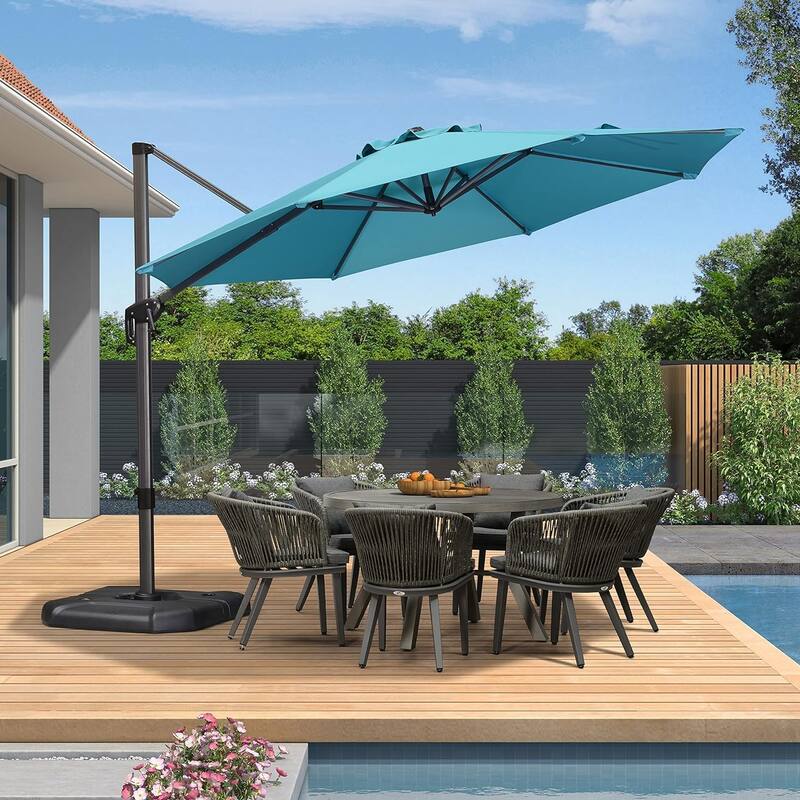 PURPLE LEAF 11 ft Round 360 Degree Rotation Patio Cantilever Umbrella
