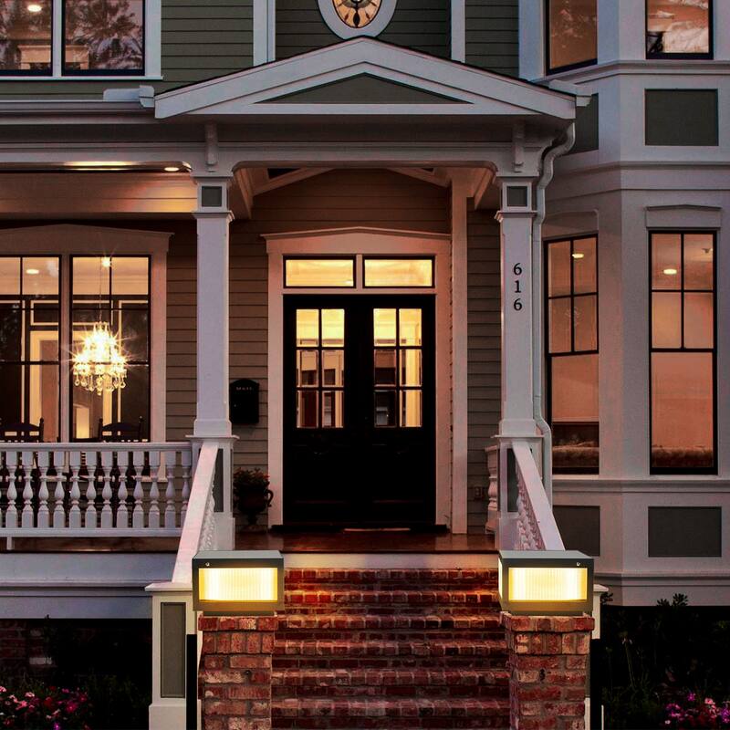 12" Black Solar Powered LED Post Cap Light, Modern Outdoor LED Fence Light for Pathways, Decks, and Patios (2-Pack)