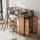 preview thumbnail 17 of 38, Modern Style Twin Size Loft bed with L-shape Desk and Wardrobe,4-step Ladder/Integrated Study Space