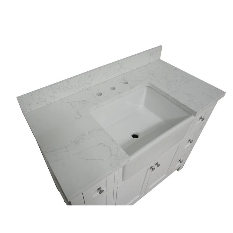 KitchenBathCollection Yorkshire 42" Farmhouse Bathroom Vanity with Engineered Marble Top