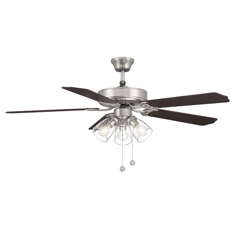 Trade Winds Levi 52" 3-Light Ceiling Fan in Brushed Nickel with Clear Bubble Glass