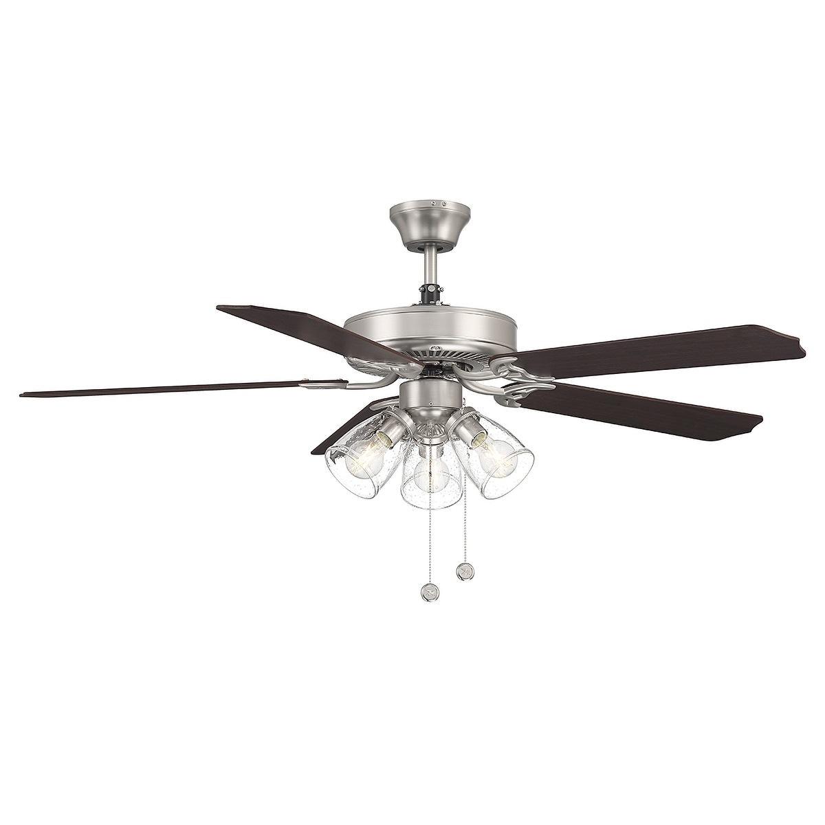 Trade Winds Levi 52" 3-Light Ceiling Fan in Brushed Nickel with Clear Bubble Glass