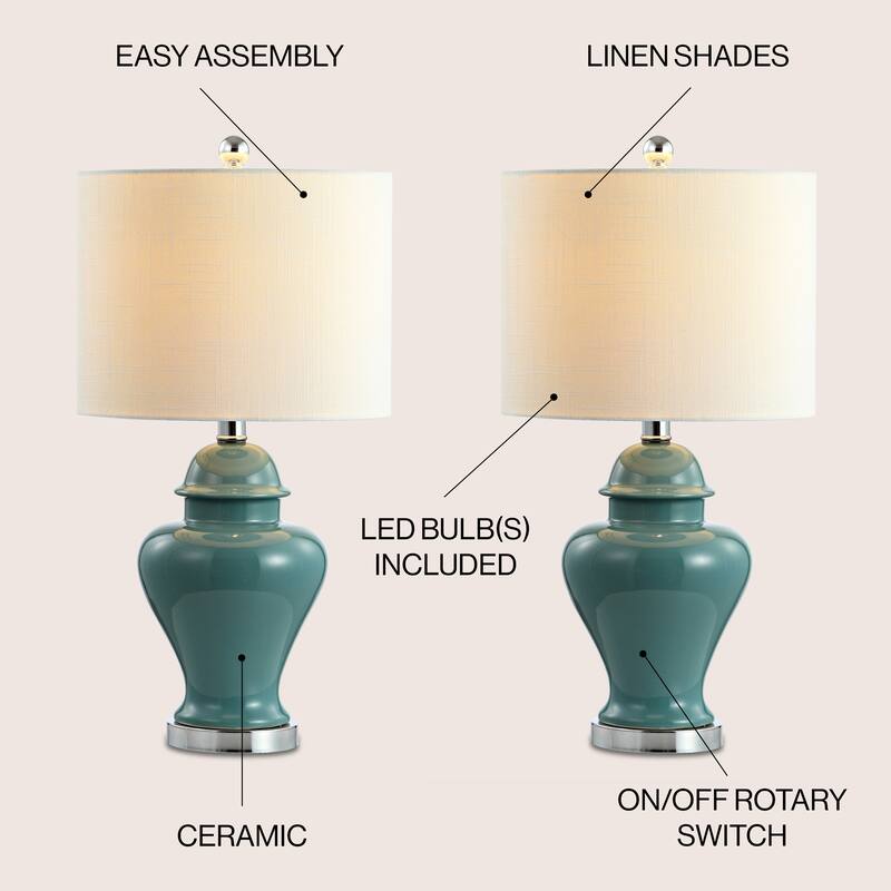 Chi 25" Sea Grass LED Table Lamp, Natural (Set of 2) by JONATHAN Y
