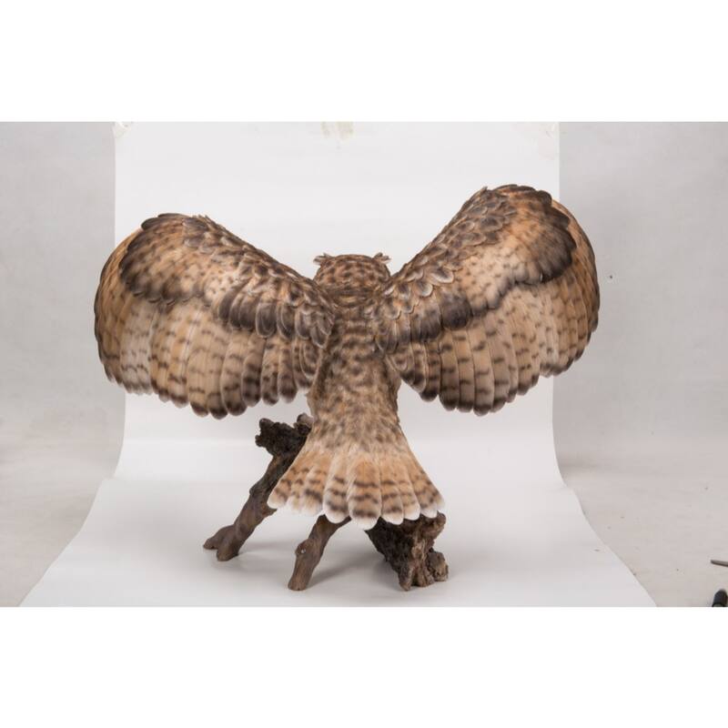 19" Brown and Black Eagle Owl on Branch Figurine