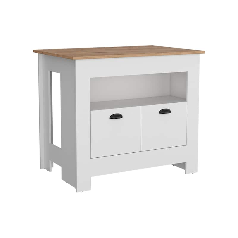 Kitchen Island Two Door Cabinet and Shelf for Dining Room.