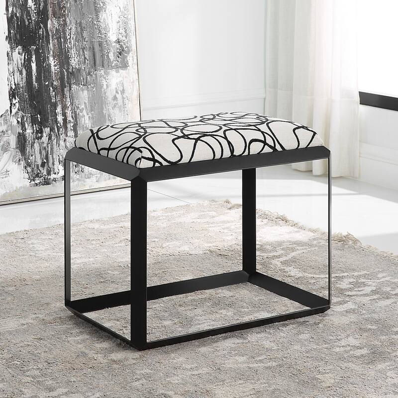 Uttermost 23768 Curls 24" Wide Metal Framed Fabric Bench