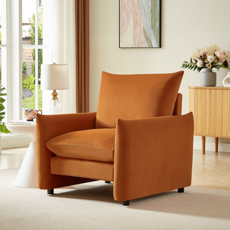 Lilian 33in W Modern Armchair Accent Chair Sofa Lounge Chair - Brown