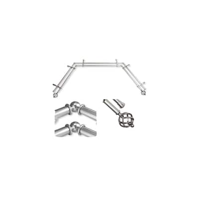 Adjustable Curtain Rods & Hardware Set - Satin Nickel Finish, 38-72 Inch Rod, Decorative Finials, Complete Curtain Rod Kit - M