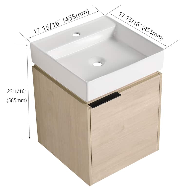 BNK 16/18 Inch Single Sink Bathroom Vanity with Soft Close Door