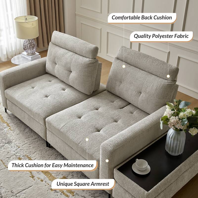 Friedrich Modern Storage Button-tufted Sectional Sofa with Adjustable Seating Depth and Metal Legs by HULALA HOME
