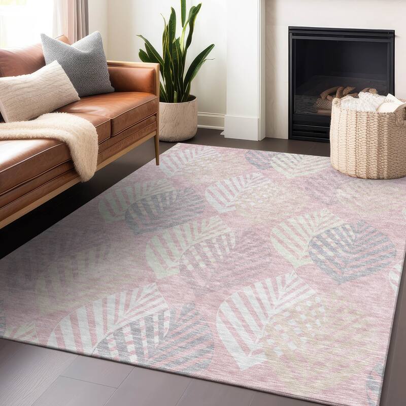 Premium Washable Super Soft Farmhouse Leaves Mayfield Rug