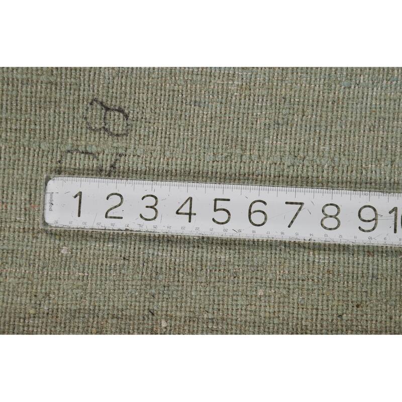 Green Gabbeh Modern Foyer Rug Hand-Knotted Accent Wool Carpet - 2'9"x 4'0"