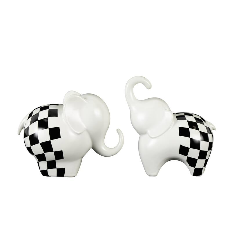The Novogratz Gold, Silver, Black, White or Multi Colored Porcelain Ceramic Elephant Decorative Sculpture (Set of 2)