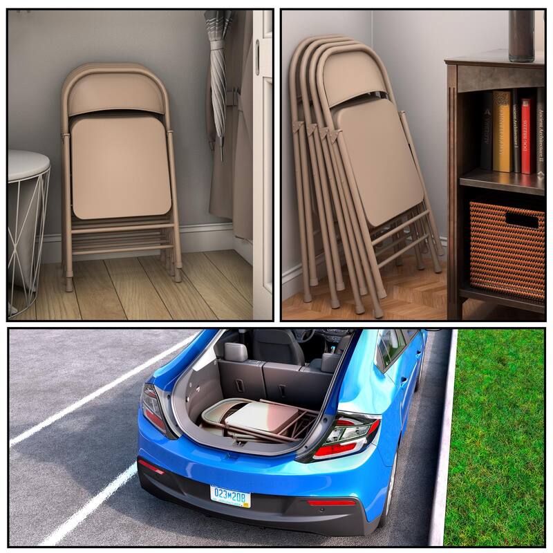 COSCO SmartFold All-Steel Folding Chair, 4-Pack